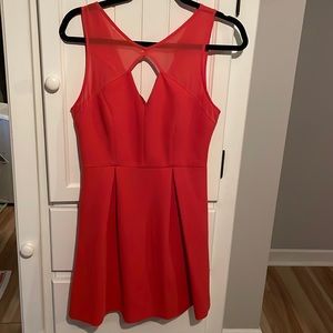 BCBGeneration Orange Diamond Cut-Out Womens Mini Dress